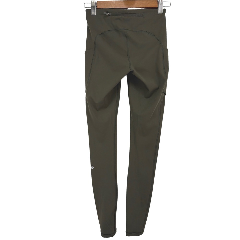 Lululemon Fast & Free High-Rise 25" Nulux Dark Olive Leggings Size 4 - Picture 6 of 16